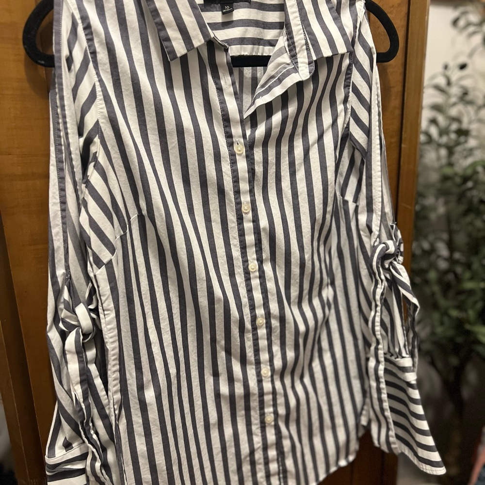 Banana Republic Striped Button Down Shirt with Sleeve Ties